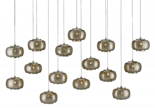 Currey and Company Pepper 15-Light Linear Multi-Drop Pendant Nickel