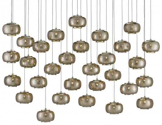 Currey and Company Pepper 30-Light Linear Multi-Drop Pendant Nickel