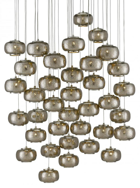 Currey and Company Pepper 36-Light Round Multi-Drop Pendant Nickel