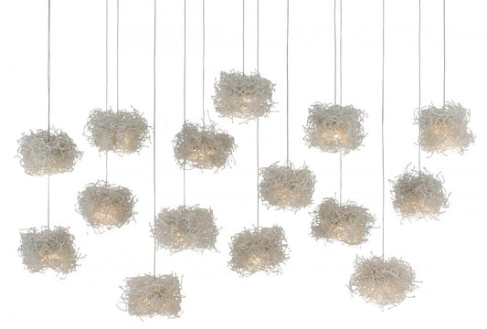 Currey and Company Birds Nest 15-Light Linear Multi-Drop Pendant Clear, Silver