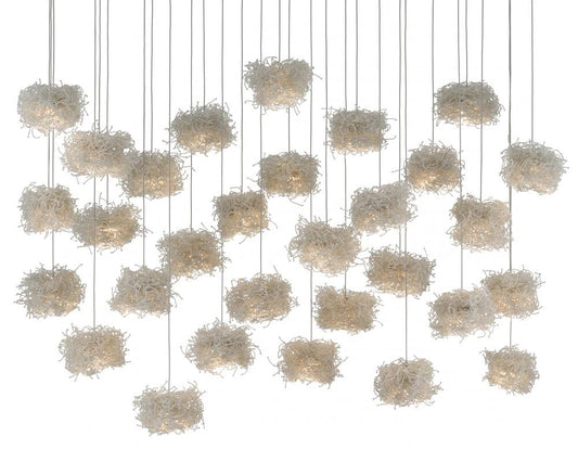 Currey and Company Birds Nest 30-Light Linear Multi-Drop Pendant Clear, Silver