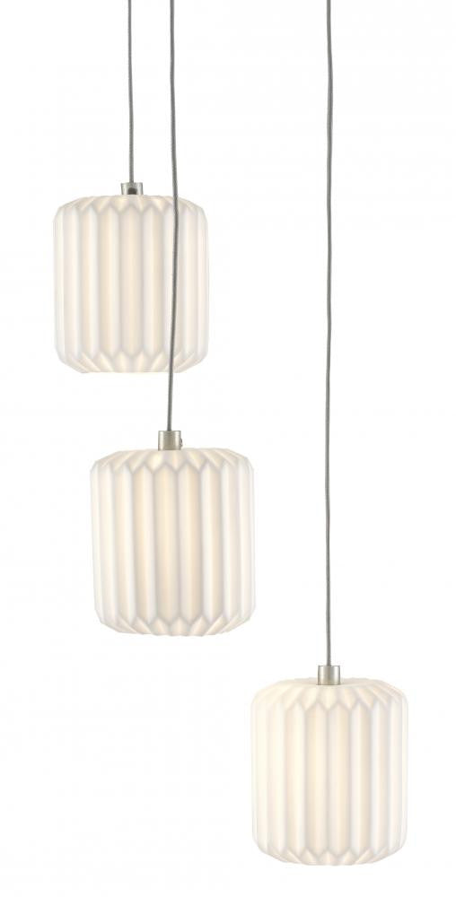Currey and Company Dove 3-Light Round Multi-Drop Pendant White, Silver