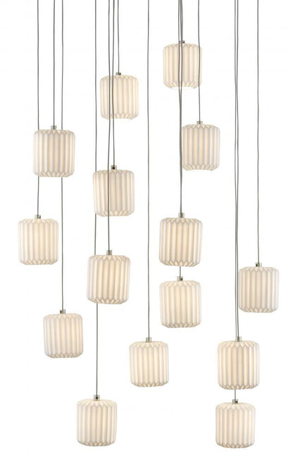 Currey and Company Dove 15-Light Round Multi-Drop Pendant White, Silver