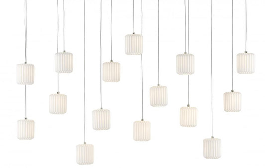 Currey and Company Dove 15-Light Linear Multi-Drop Pendant White, Silver