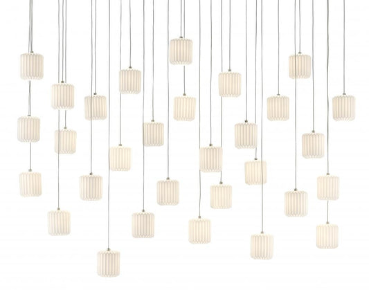 Currey and Company Dove 30-Light Linear Multi-Drop Pendant White, Silver