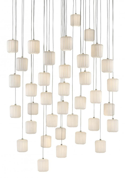 Currey and Company Dove 36-Light Round Multi-Drop Pendant White, Silver