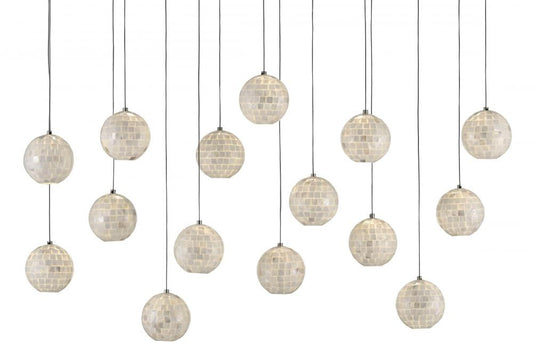 Currey and Company Finhorn 15-Light Linear Multi-Drop Pendant Natural, Silver
