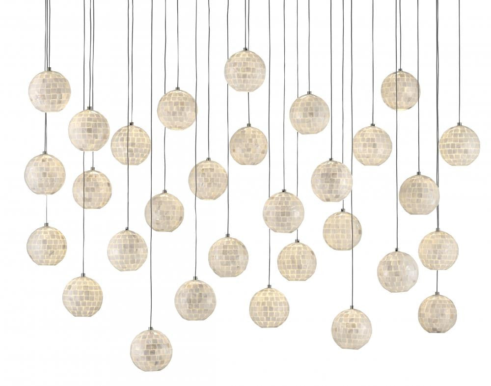 Currey and Company Finhorn 30-Light Linear Multi-Drop Pendant Natural, Silver