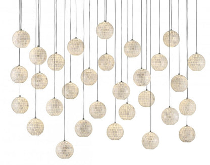 Currey and Company Finhorn 30-Light Linear Multi-Drop Pendant Natural, Silver