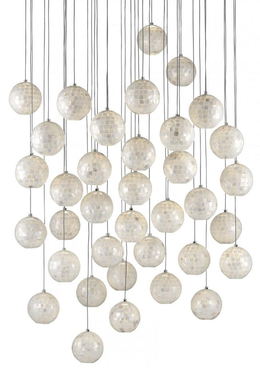 Currey and Company Finhorn 36-Light Round Multi-Drop Pendant Natural, Silver