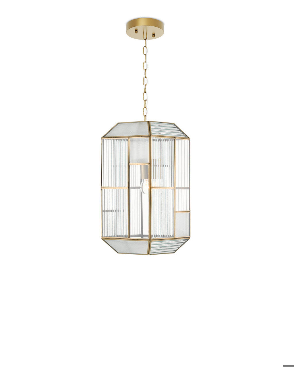 Currey and Company Bardolph Pendant Clear, Antique Brass
