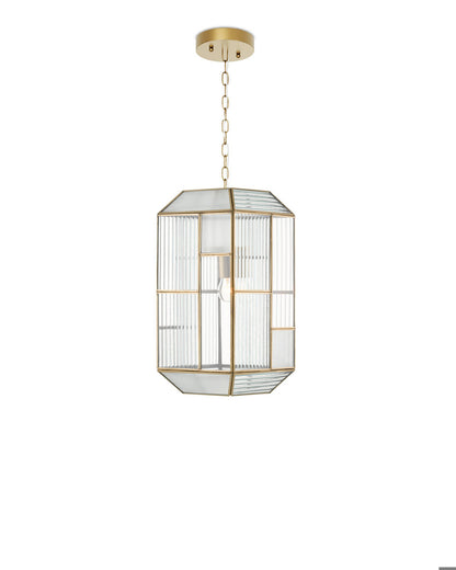 Currey and Company Bardolph Pendant Clear, Antique Brass