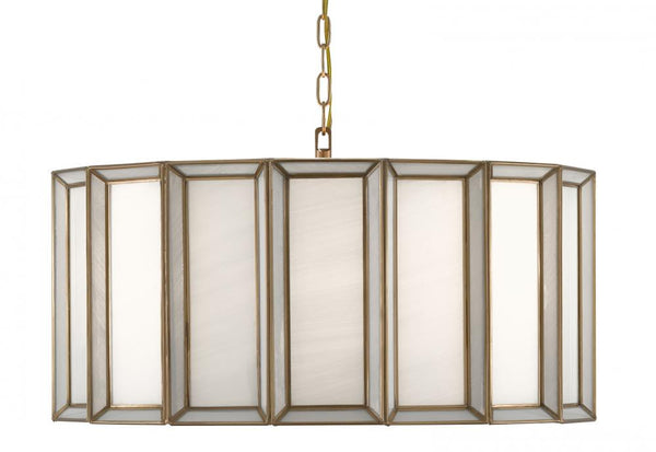 Currey and Company Daze Large Pendant Antique Brass, White