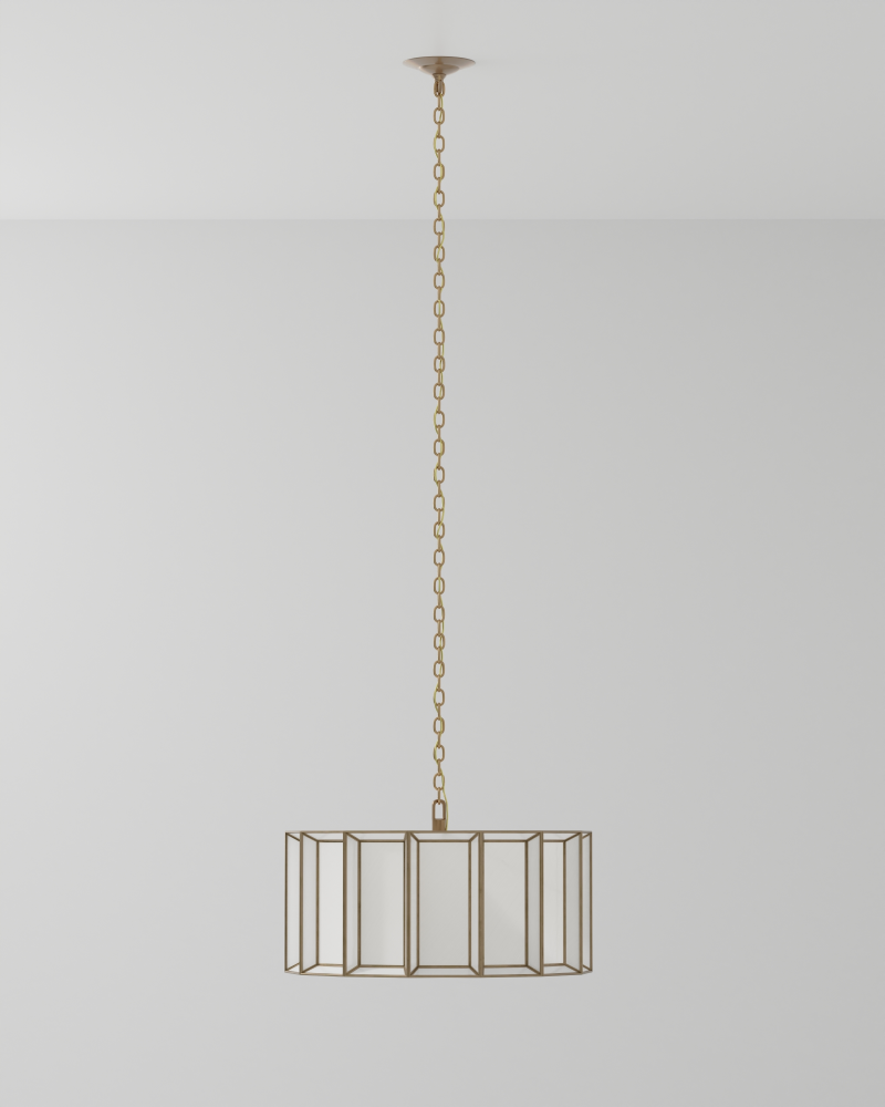 Daze Large Pendant, 3-Light, Antique Brass, White, 24"W, Currey and Company (9000-0750 VHWR)