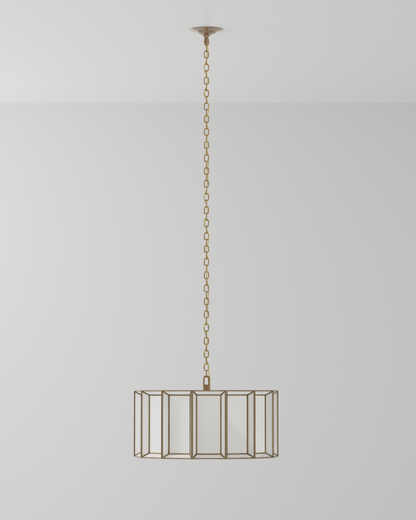 Daze Large Pendant, 3-Light, Antique Brass, White, 24"W, Currey and Company (9000-0750 VHWR)