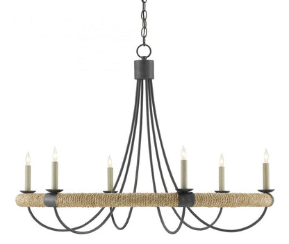 Currey and Company Shipwright Chandelier Natural, French Black, Smokewood