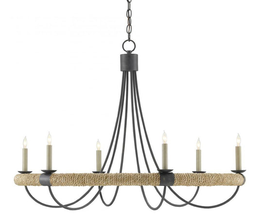 Currey and Company Shipwright Chandelier Natural, French Black, Smokewood
