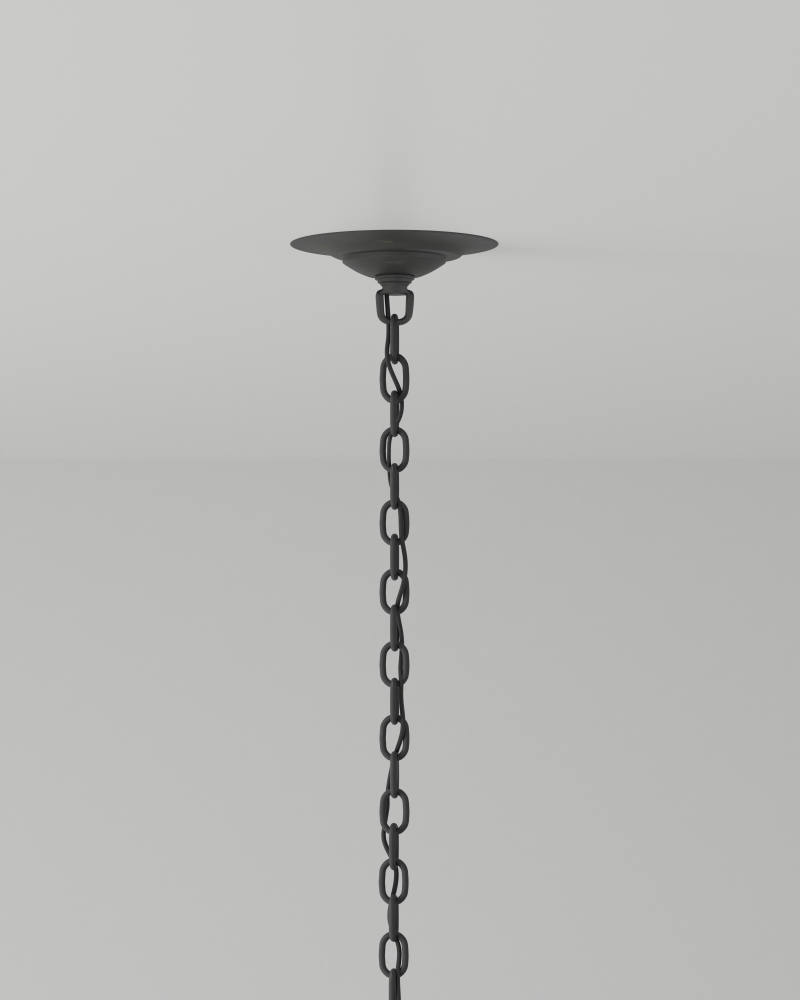 Shipwright Chandelier, 6-Light, French Black, Smokewood, Natural Abaca Rope, 38.5"W, Currey and Company (9000-0754 VHWW)