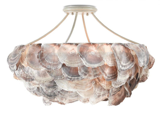 Currey and Company Seahouse Semi-Flush Mount Natural, Smokewood