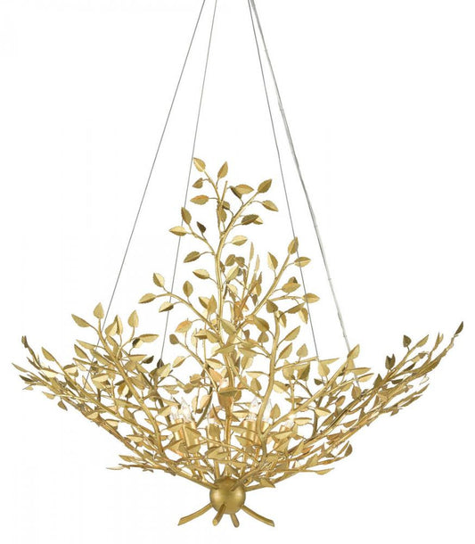 Currey and Company Huckleberry Gold Chandelier Contemporary Gold Leaf