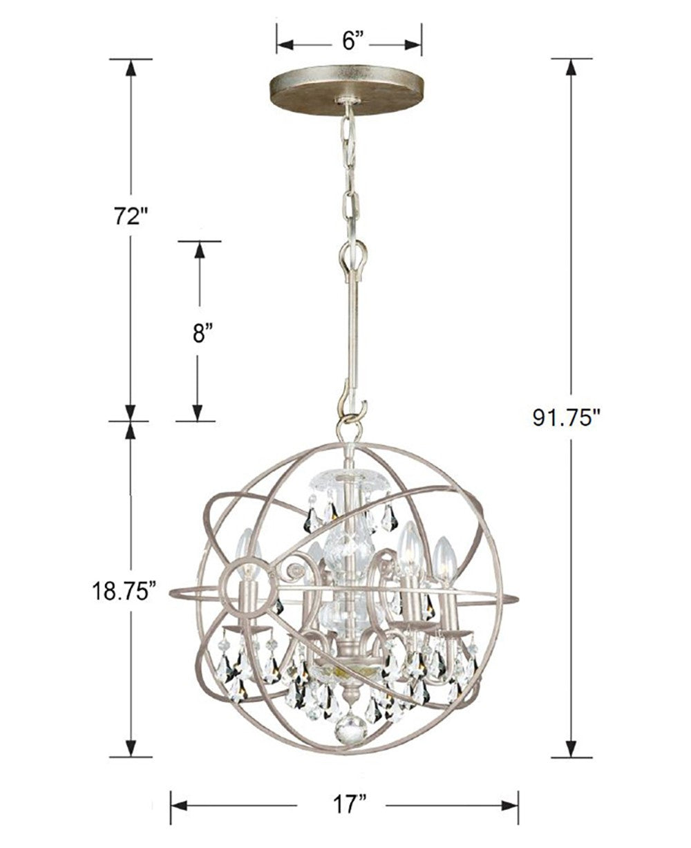 Crystorama Solaris 4 Light Mini Chandelier Olde Silver