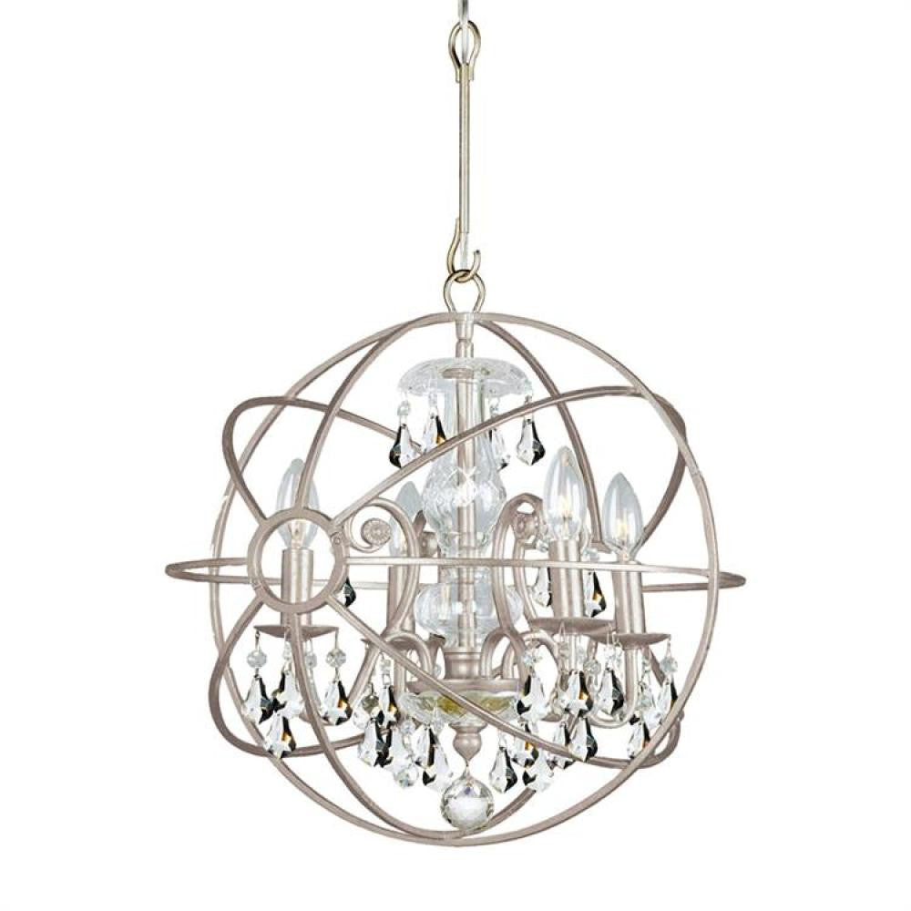 Crystorama Solaris 4 Light Mini Chandelier Olde Silver