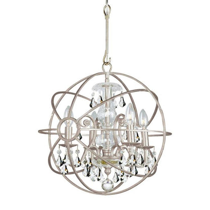 Crystorama Solaris 4 Light Mini Chandelier Olde Silver