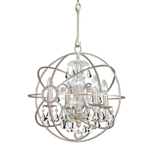 Crystorama Solaris 4 Light Mini Chandelier Olde Silver