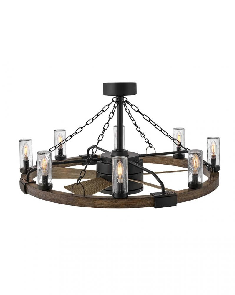 Hinkley Sawyer Ceiling Fandelier 5-Blade Black, Matte Black