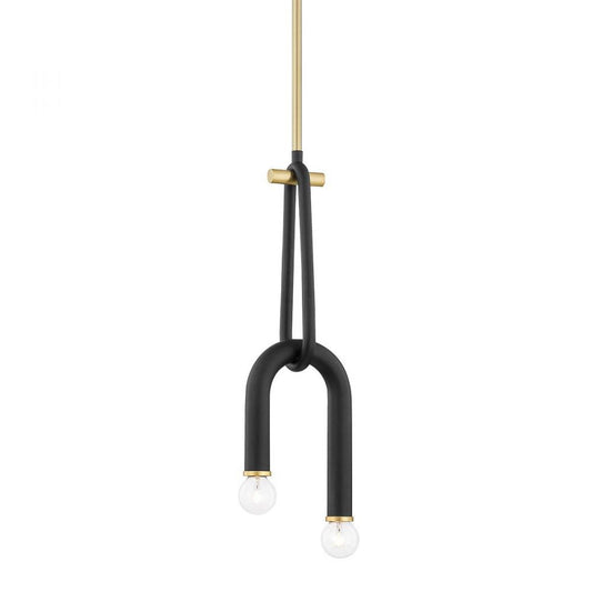 Mitzi by Hudson Valley Lighting Whit Pendant Aged Brass, Black