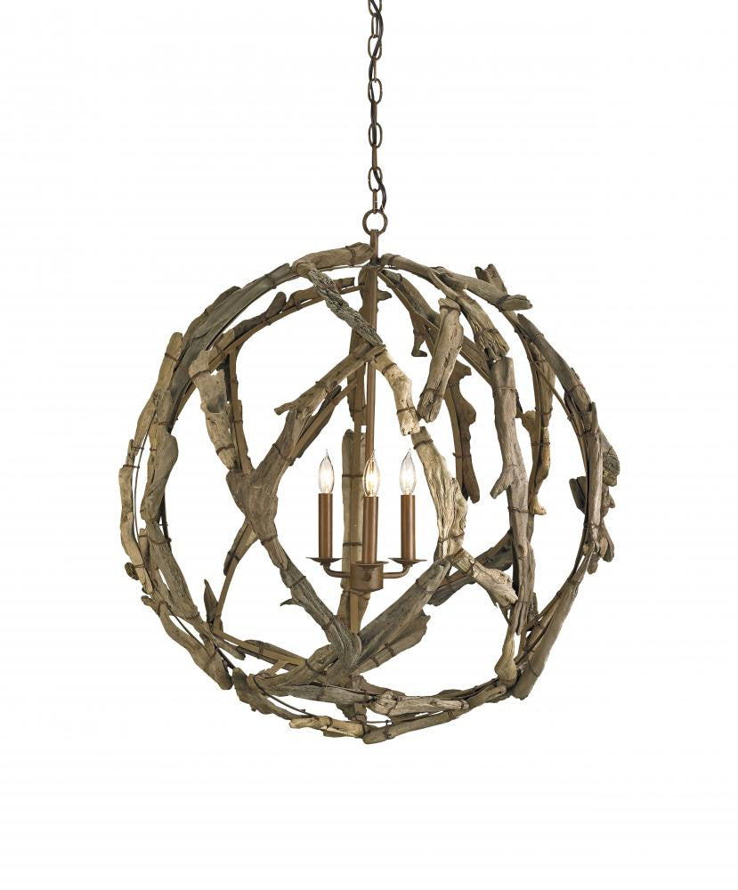 Driftwood Orb Chandelier Currey and Company 9078