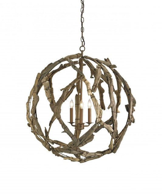 Driftwood Orb Chandelier Currey and Company 9078