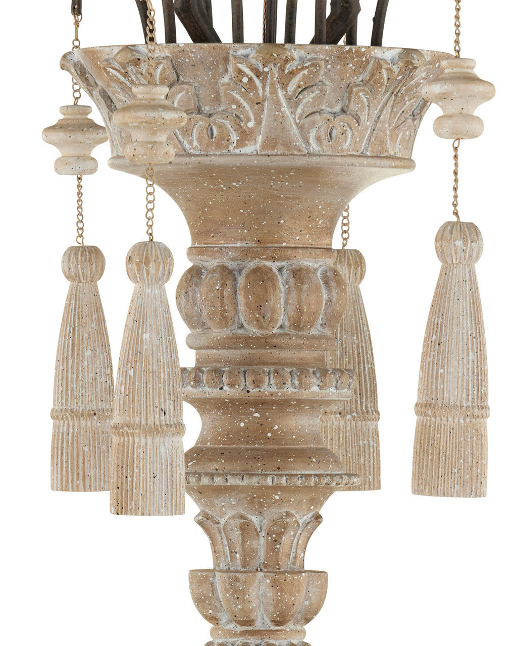Hannah Large Chandelier, 12-Light, Stockholm White, Rust, 53"W, Currey and Company 9117
