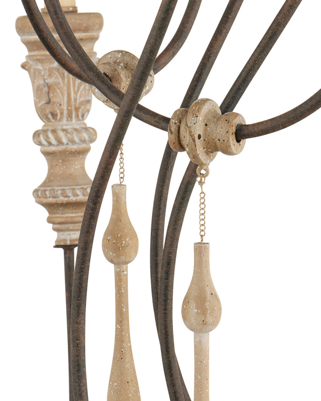 Hannah Large Chandelier, 12-Light, Stockholm White, Rust, 53"W, Currey and Company 9117