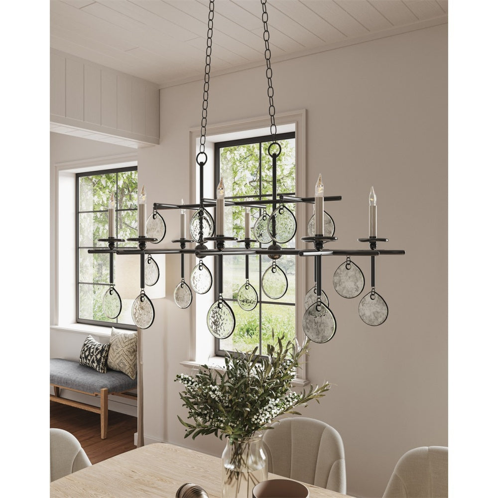 Sethos Black Rectangular Chandelier detail