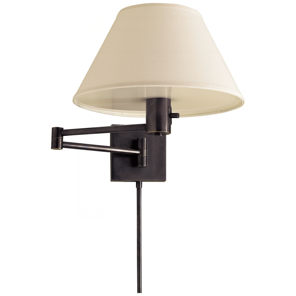 Visual Comfort Signature Classic Swing Arm Wall Lamp with Plug Bronze