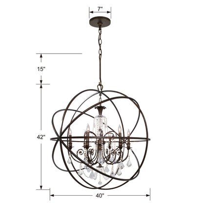 Crystorama Solaris 6 Light Chandelier Olde Silver