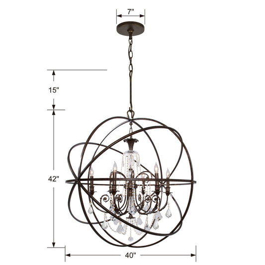 Crystorama Solaris 6 Light Chandelier Olde Silver