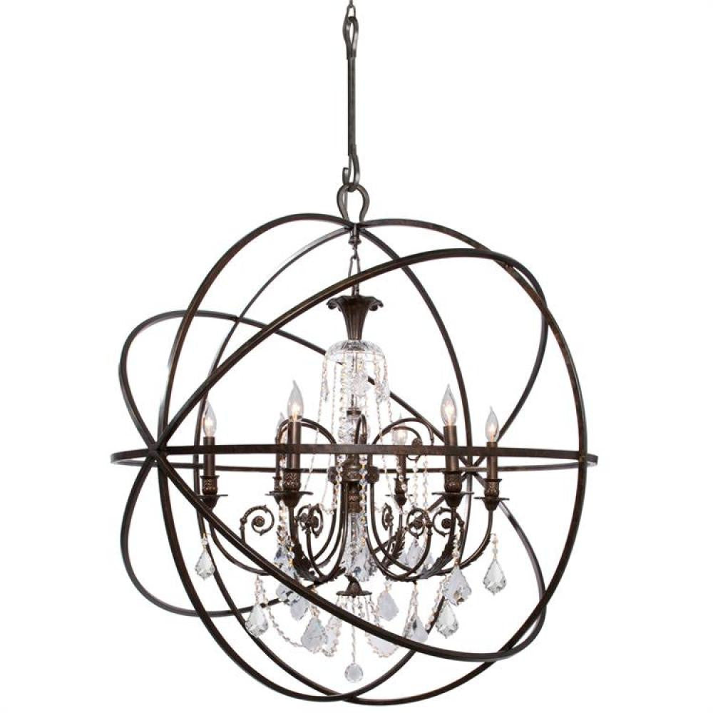 Crystorama Solaris 6 Light Chandelier English Bronze