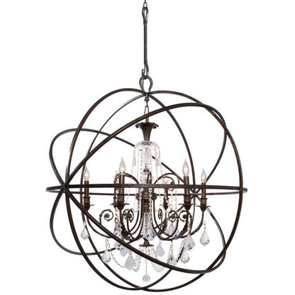 Crystorama Solaris 6 Light Chandelier English Bronze