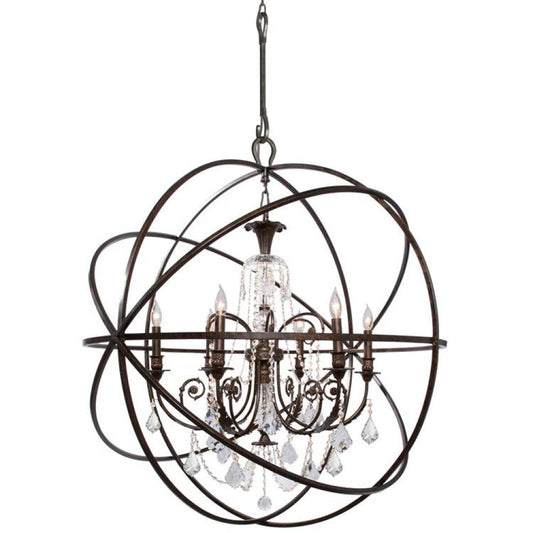 Crystorama Solaris 6 Light Chandelier English Bronze