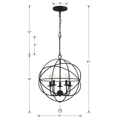 Crystorama Solaris 5-Light Chandelier - dimensions