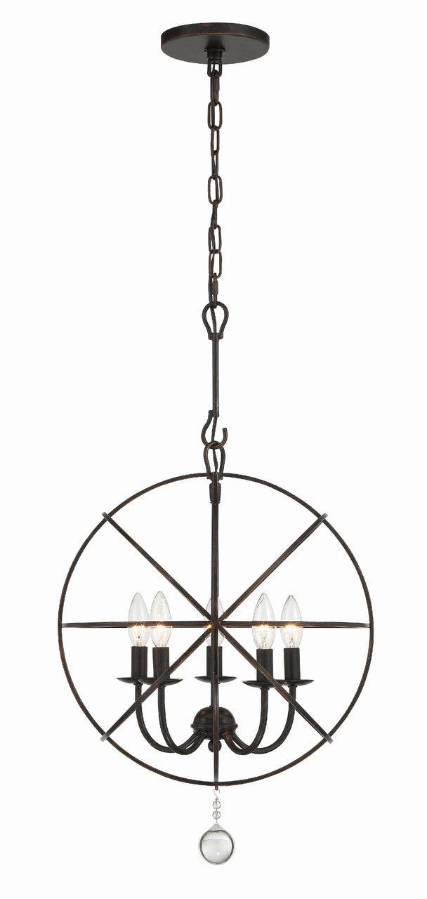 Crystorama Solaris 5 Light Mini Chandelier Olde Silver