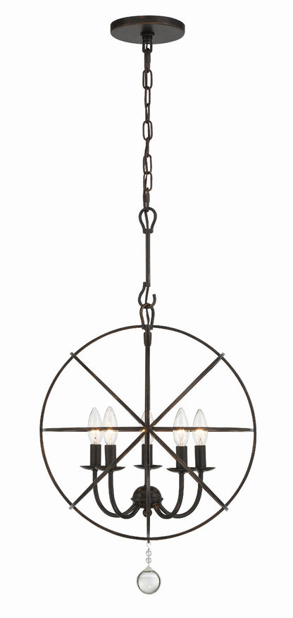 Crystorama Solaris 5 Light Mini Chandelier Olde Silver