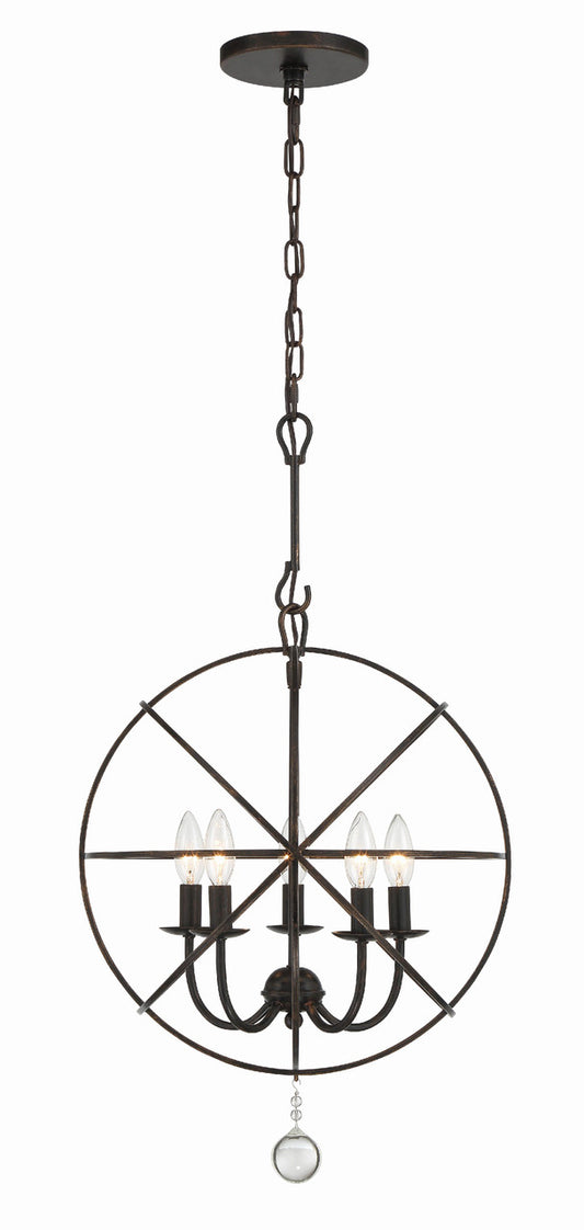 Crystorama Solaris 5 Light Mini Chandelier Olde Silver