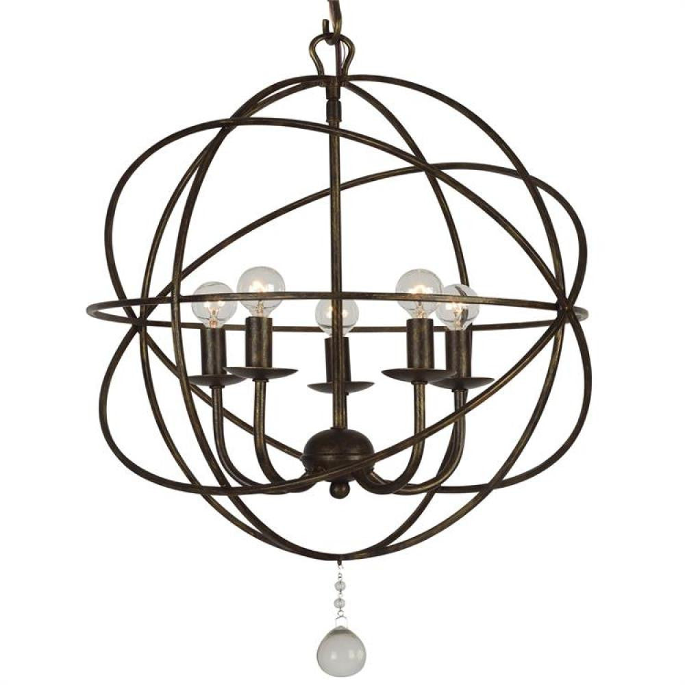 Crystorama Solaris 5 Light Mini Chandelier English Bronze