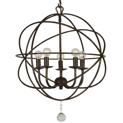 Crystorama Solaris 5 Light Mini Chandelier English Bronze