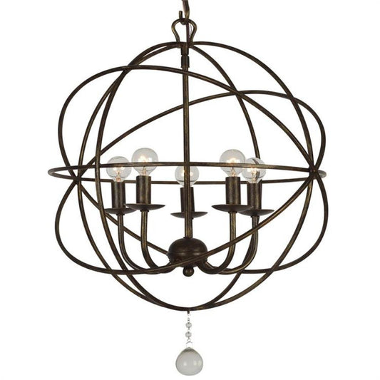 Crystorama Solaris 5 Light Mini Chandelier English Bronze