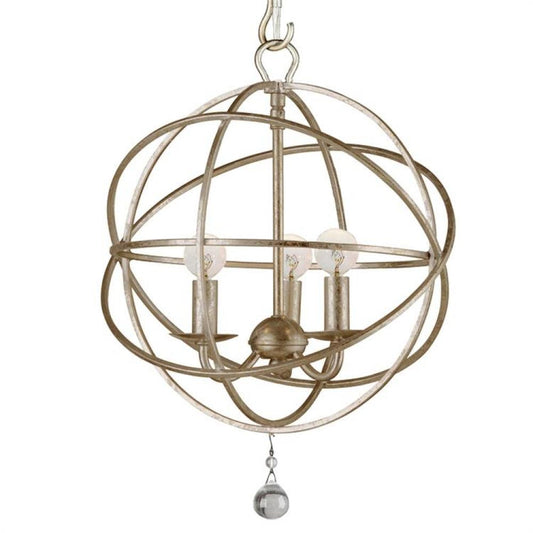 Crystorama Solaris 3 Light Mini Chandelier Olde Silver