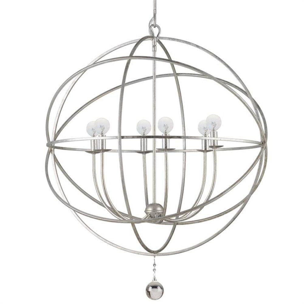 Crystorama Solaris 6 Light Chandelier Olde Silver